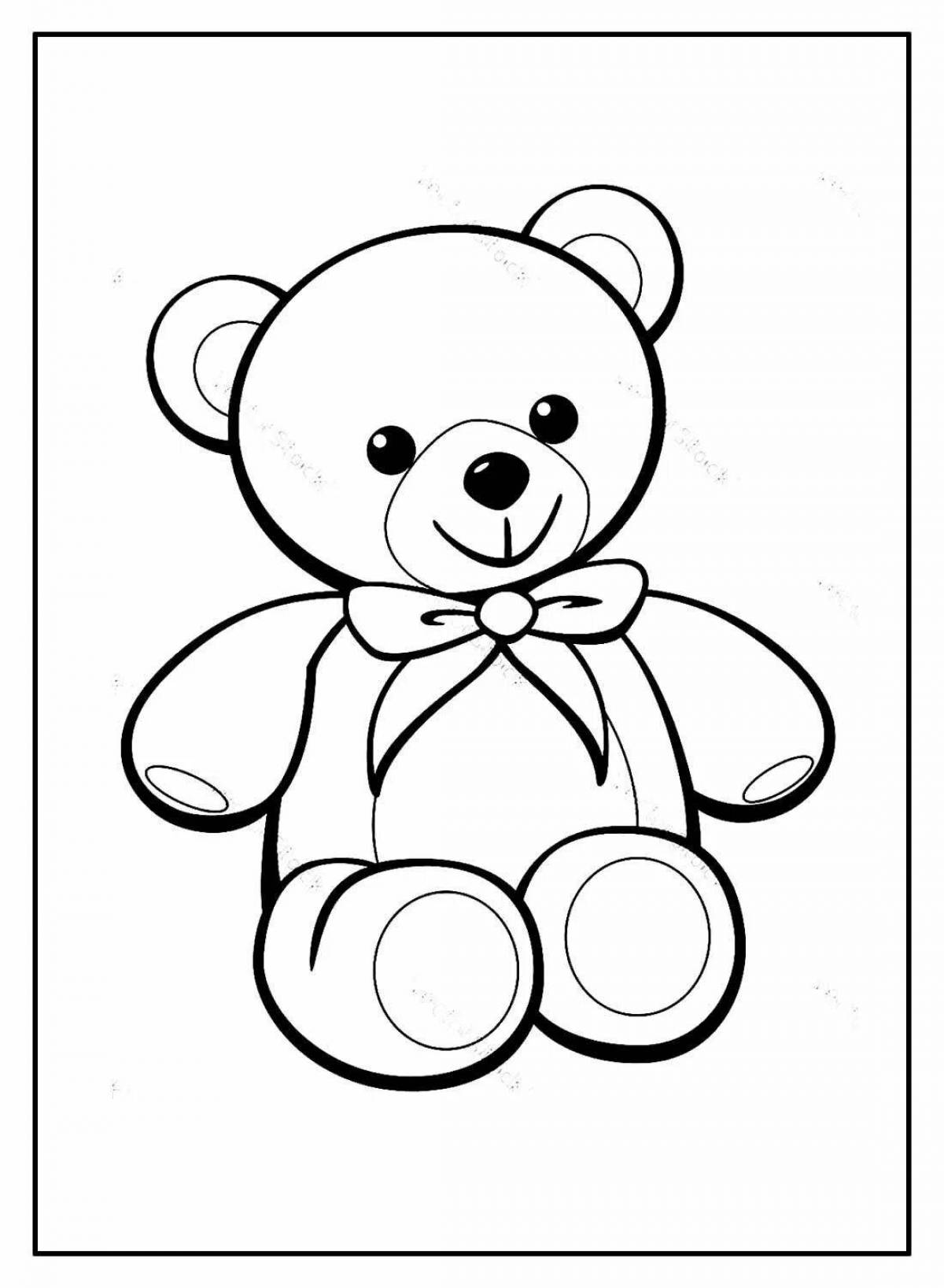 Coloring bright bear with a bow
