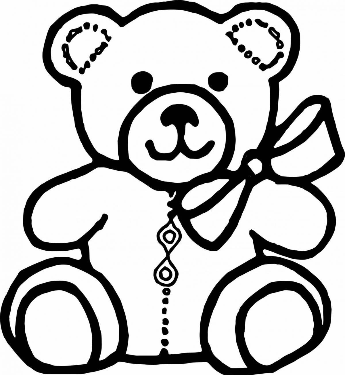 Coloring page bizarre bear with a bow