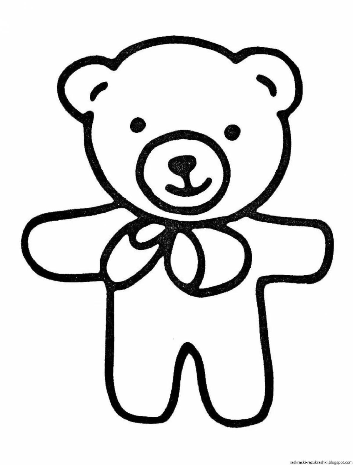 Coloring page adorable bear with a bow