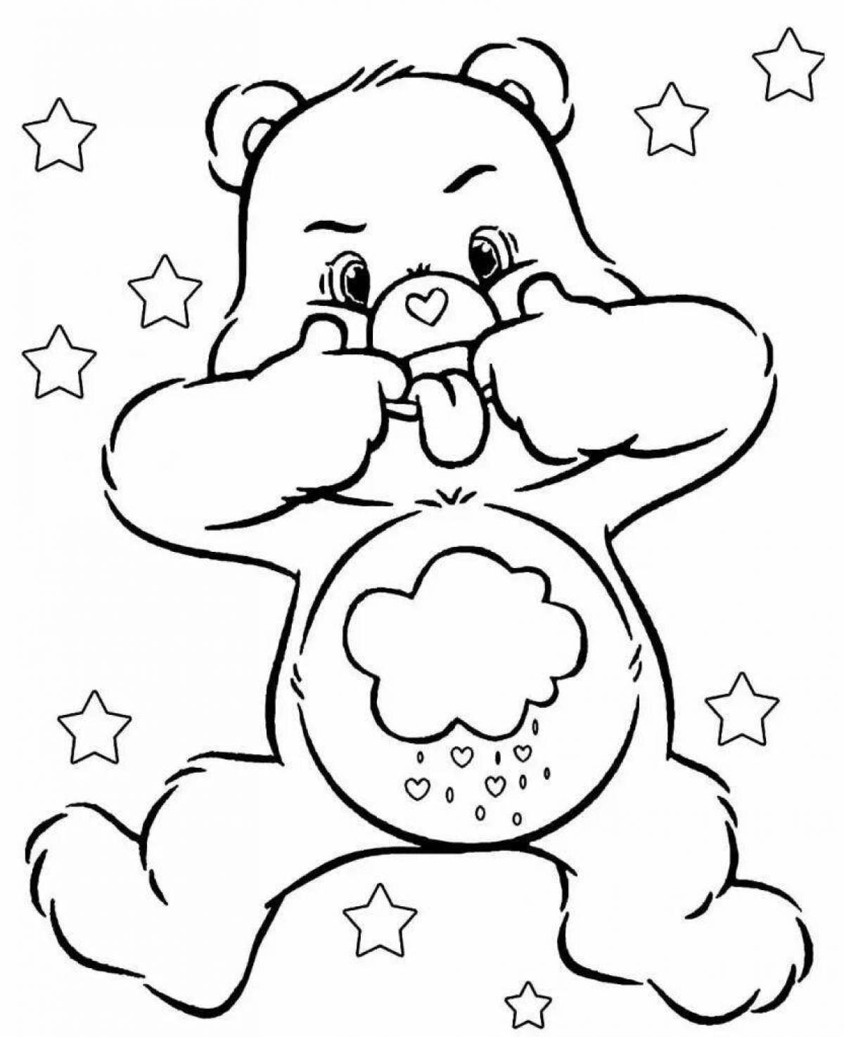 Coloring book funny bear with a bow