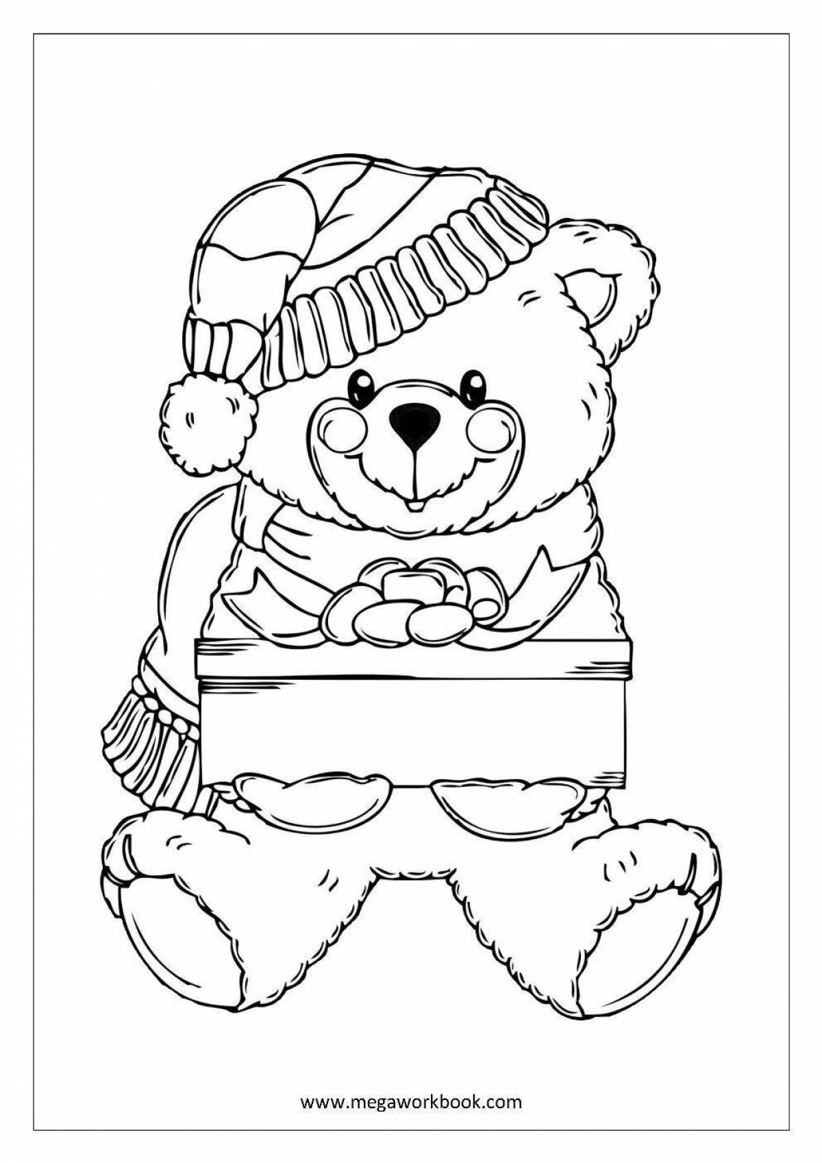 Coloring book bright bear with a bow