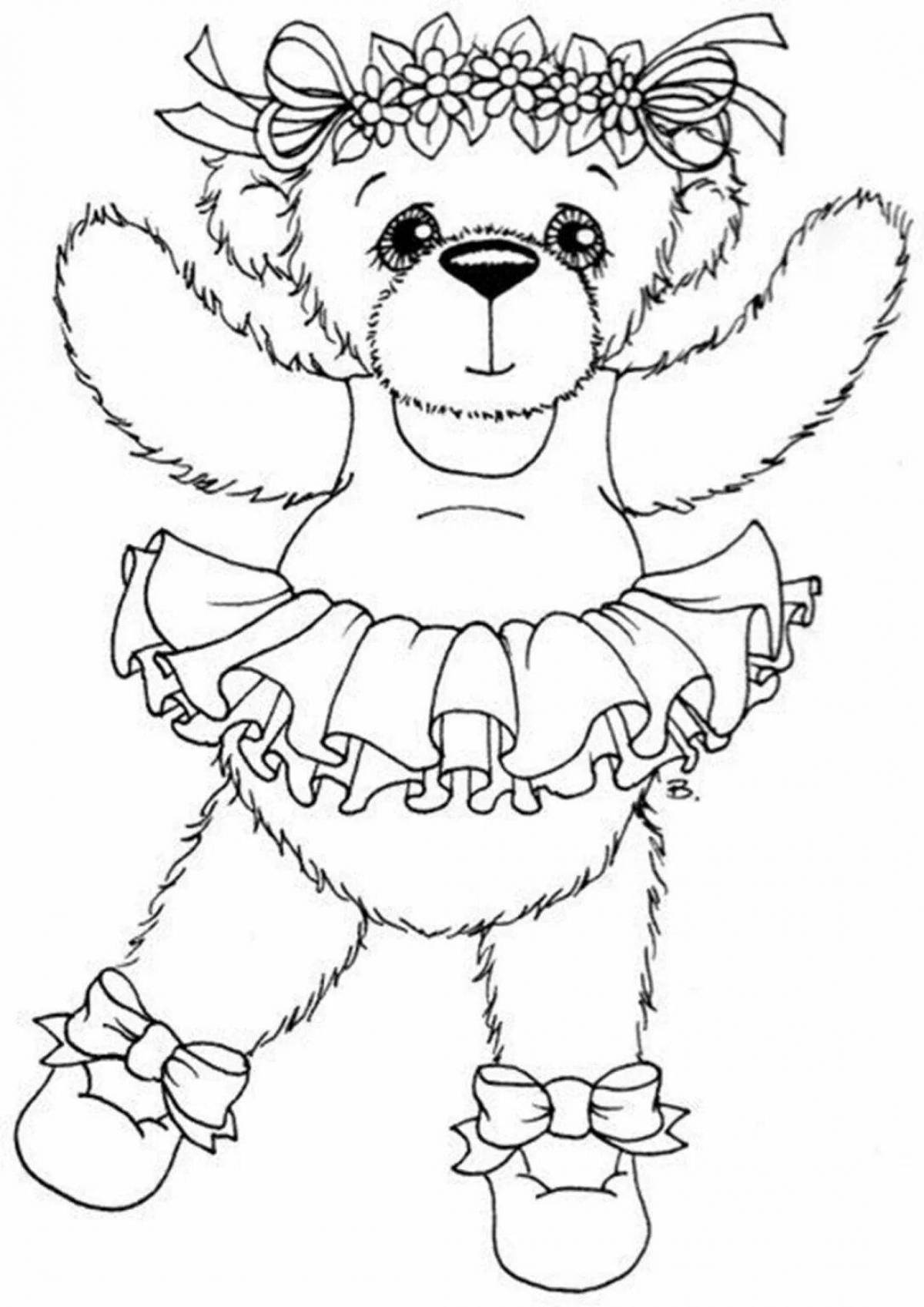 Coloring wild bear with a bow