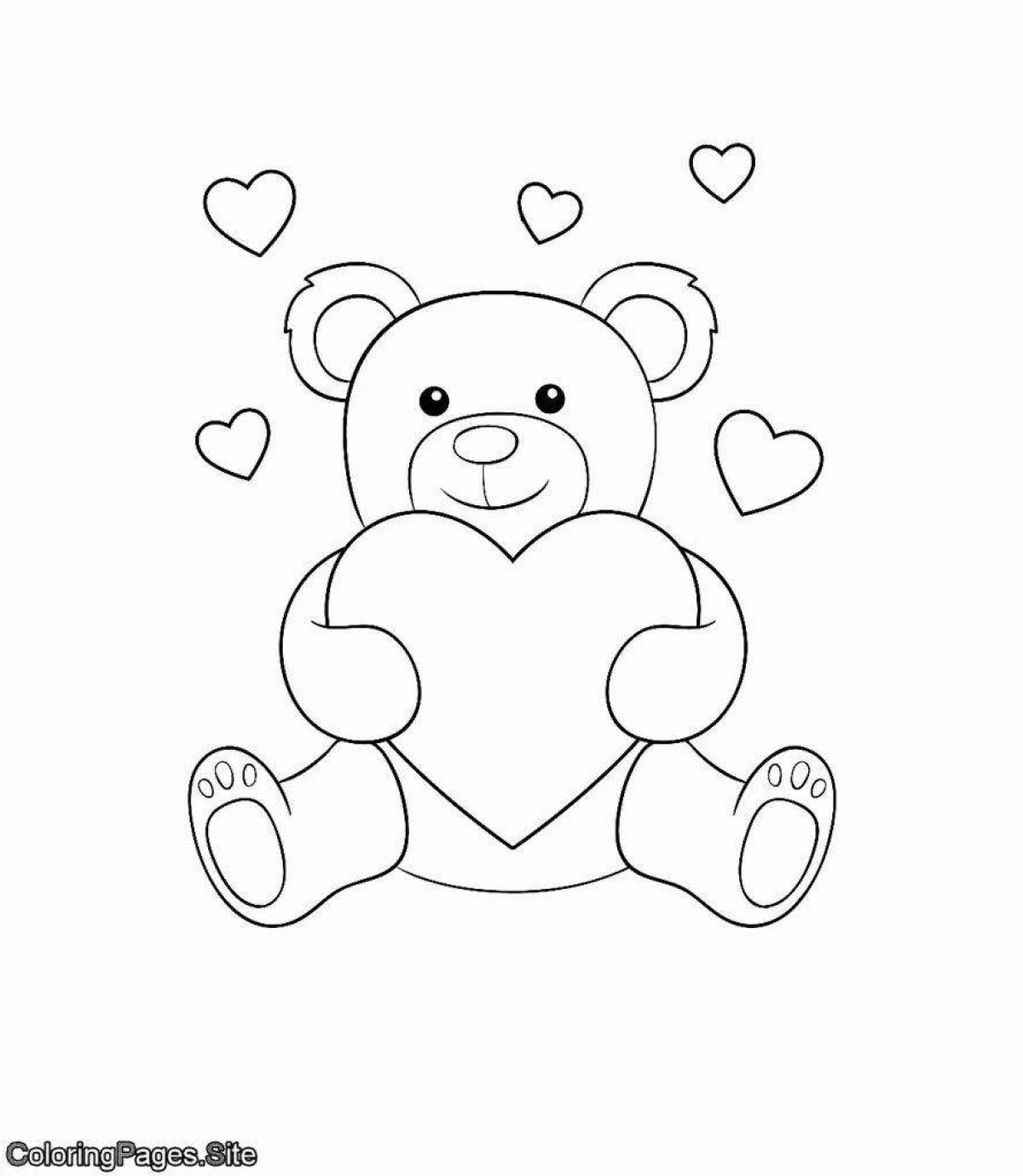 Coloring book magic bear with a bow