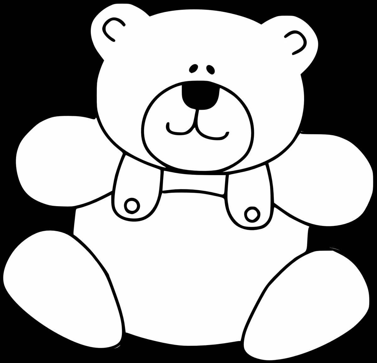 Coloring book shining teddy bear with a bow