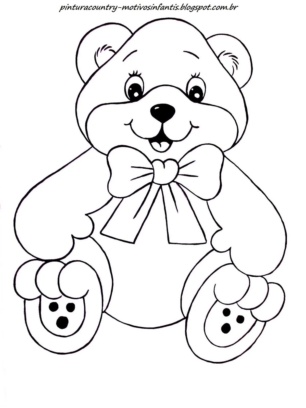 Coloring page glamor teddy bear with a bow