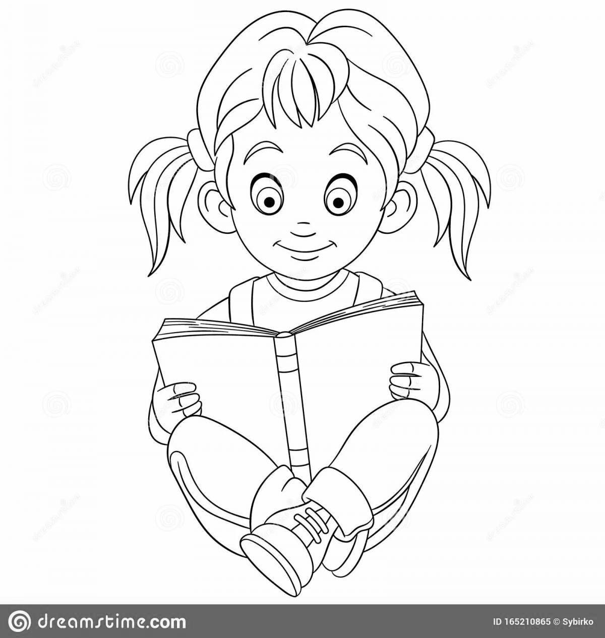 раскраска Девочка с книгой и плечи раскраски