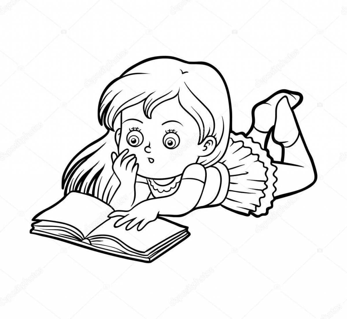 Раскраска Девочка с книгой | Раскраски для маленьких девочек