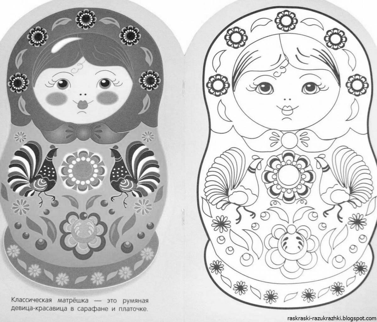 Coloring page cute russian folk toys