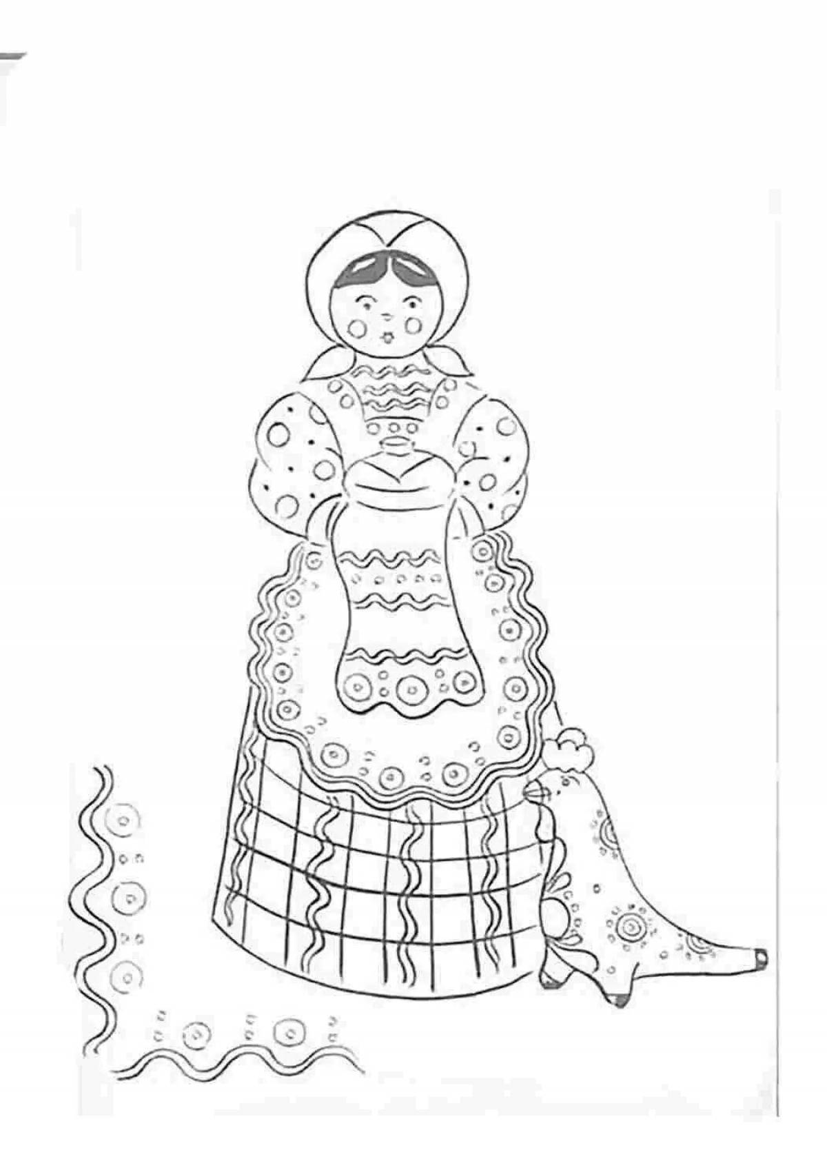 Coloring book fairy tale Russian folk toy