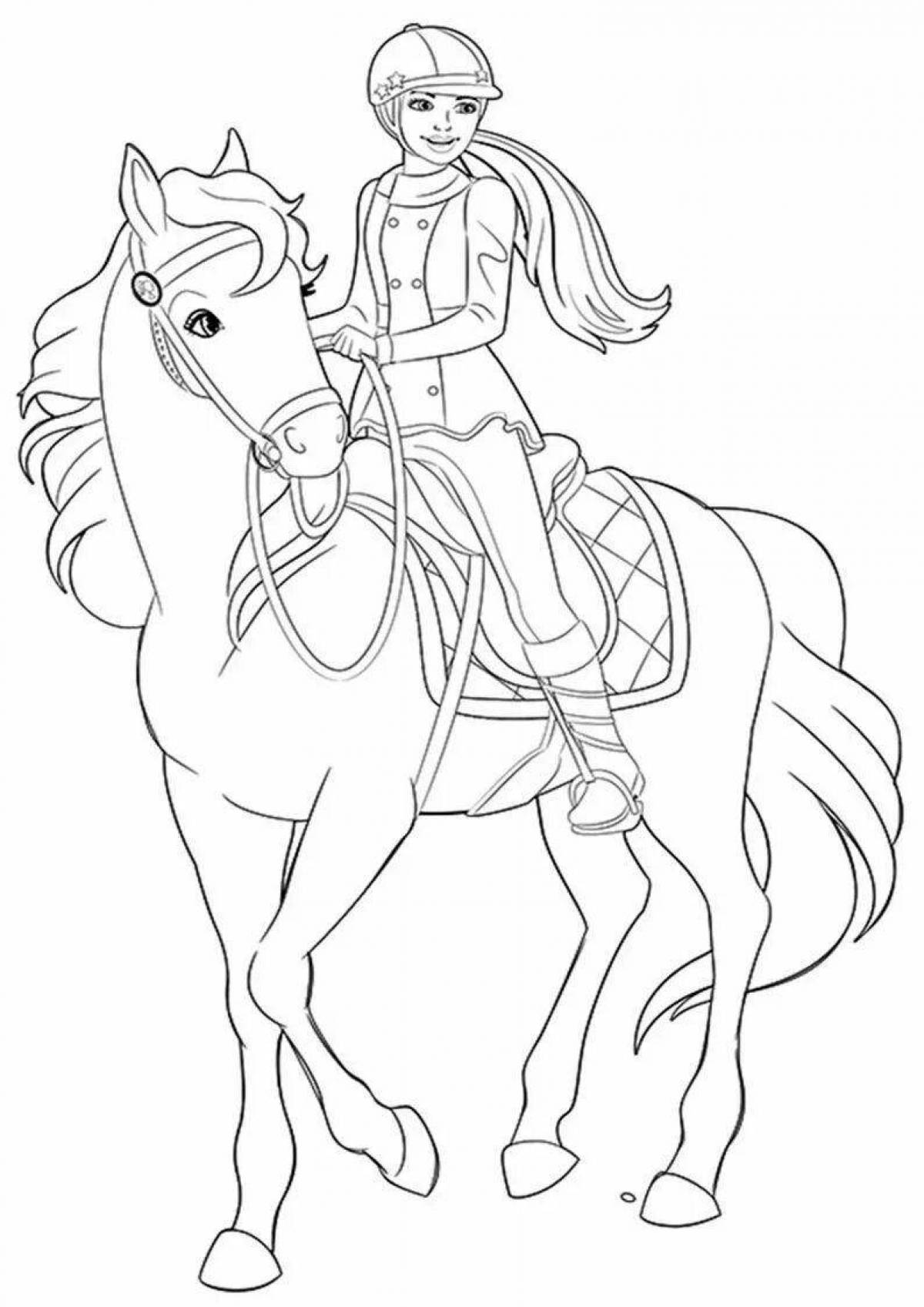 Great coloring princess on a horse