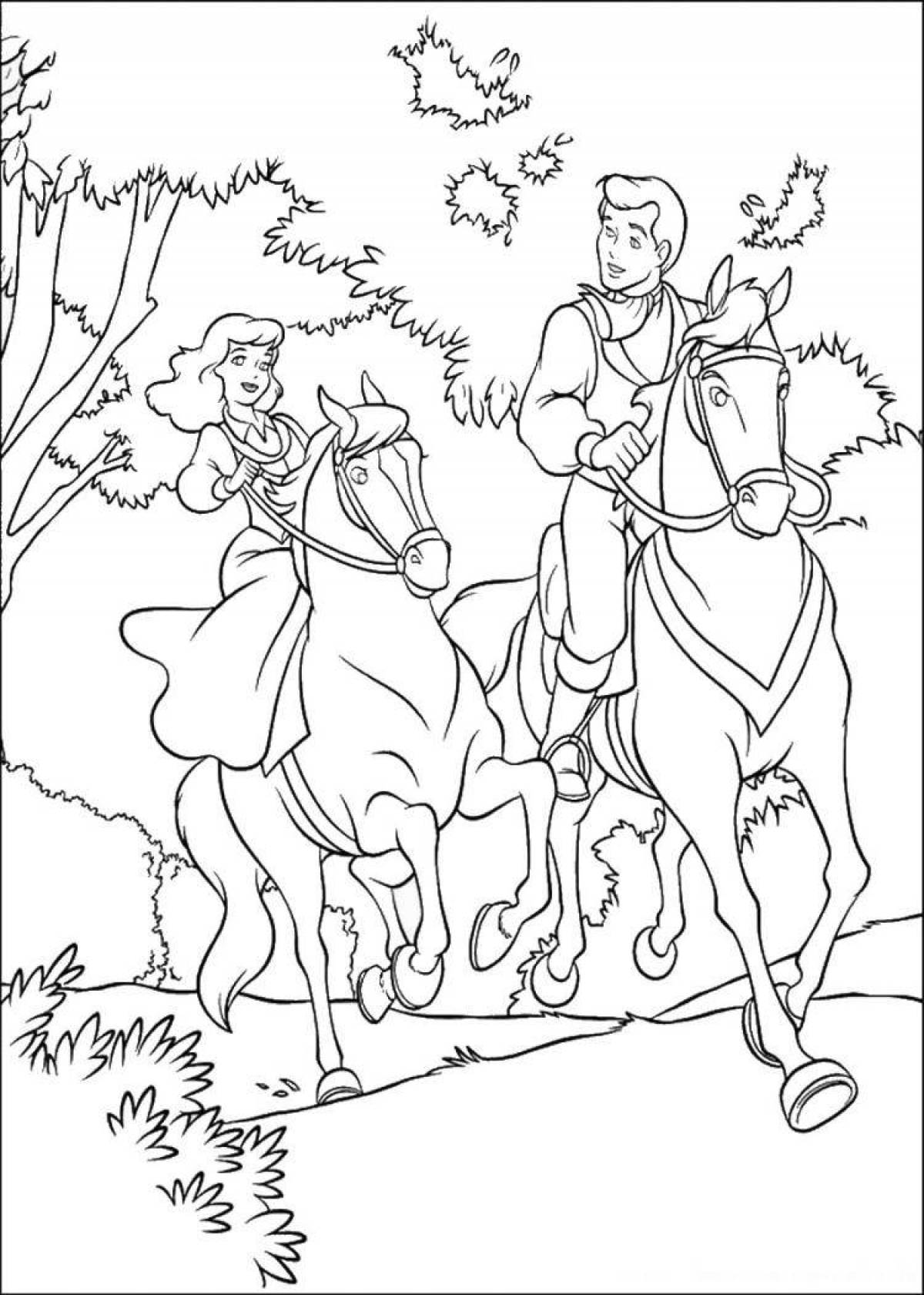 Generous coloring princess on horseback