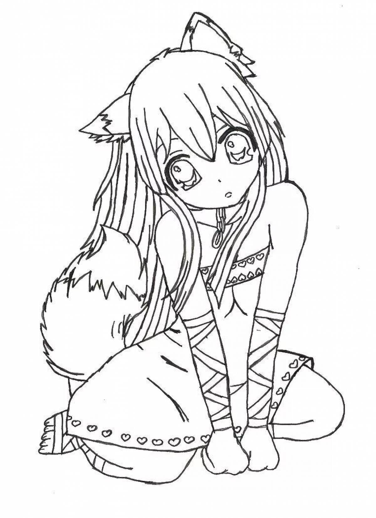 Intricate anime app coloring page