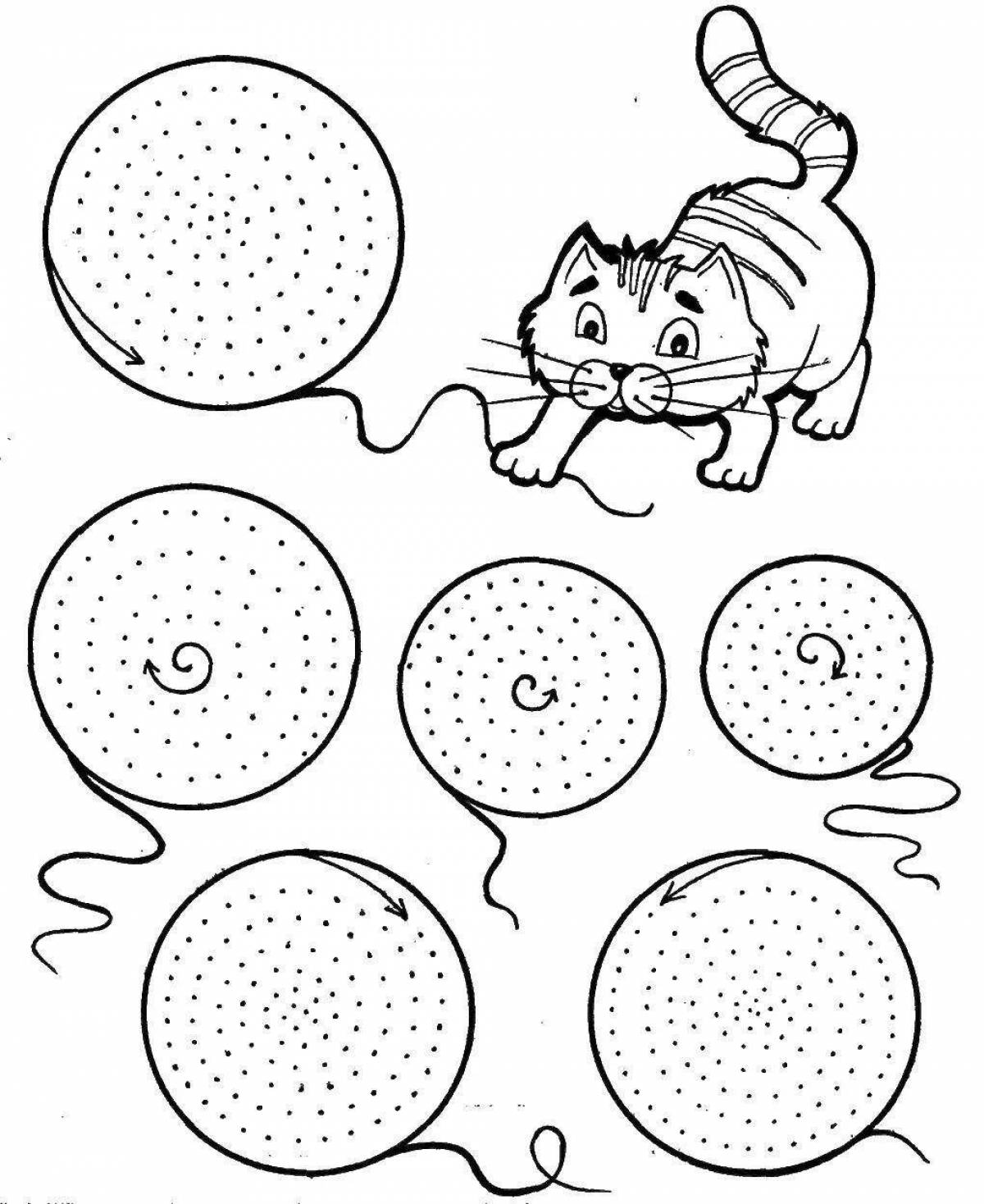 Coloring page adorable kitten with a ball