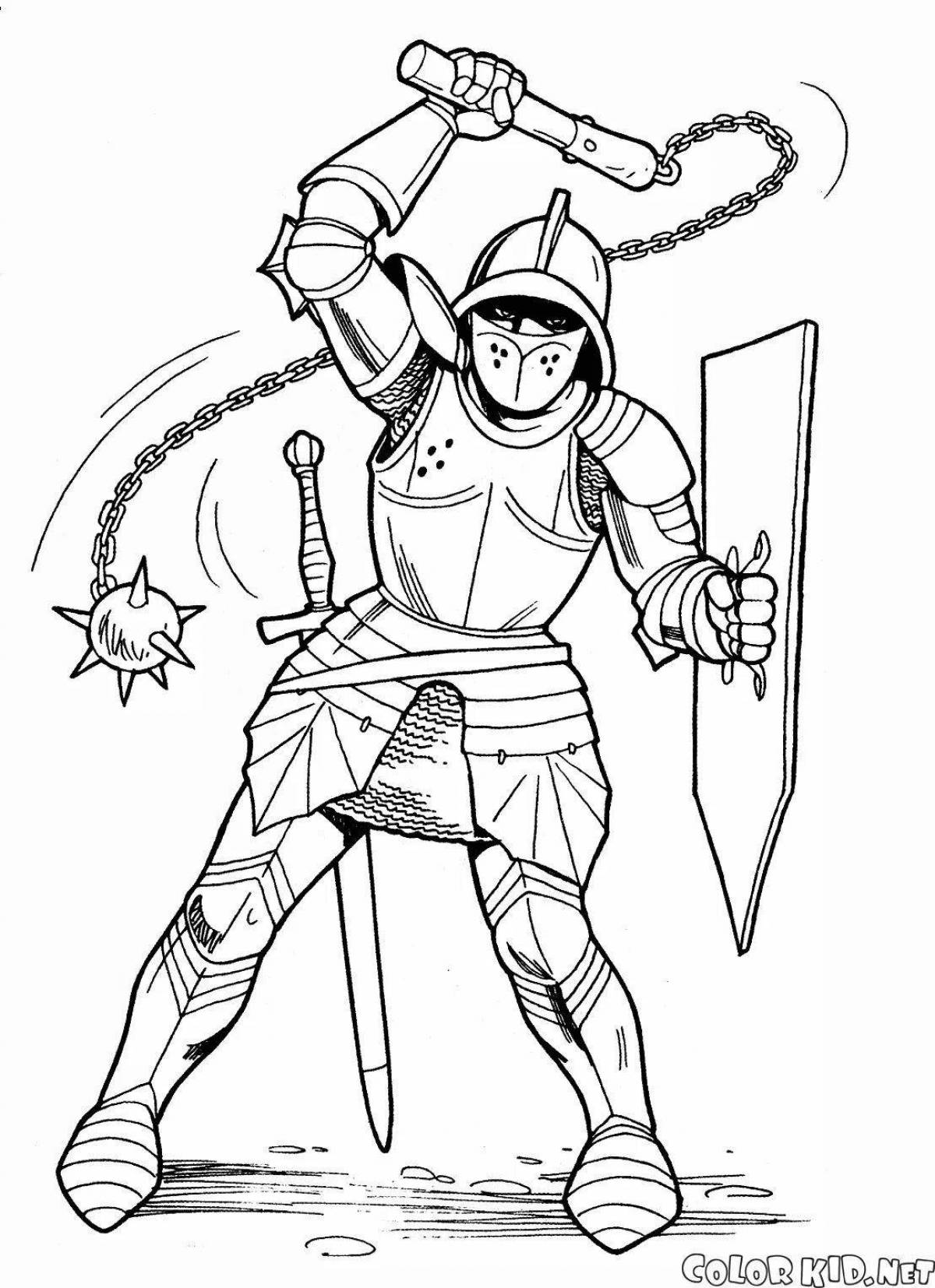 Great coloring book knight in armor