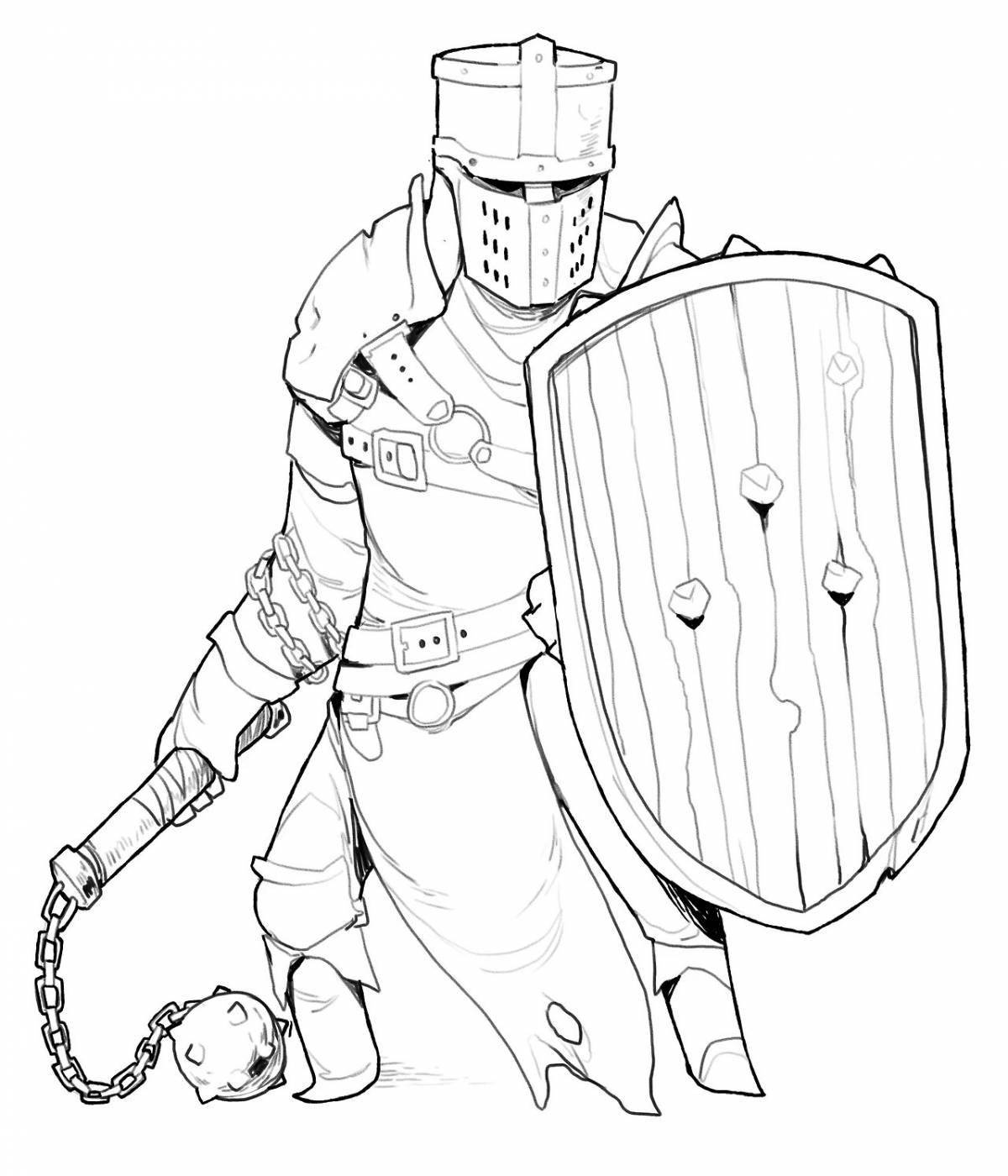 Large coloring book knight in armor