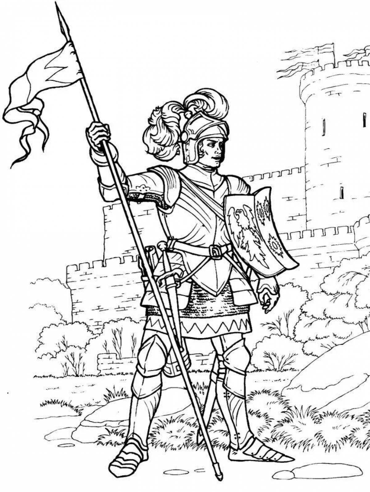 Statue coloring of a knight in armor