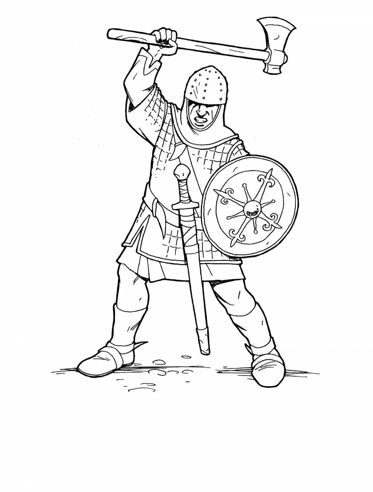 Courageous knight in armor coloring page