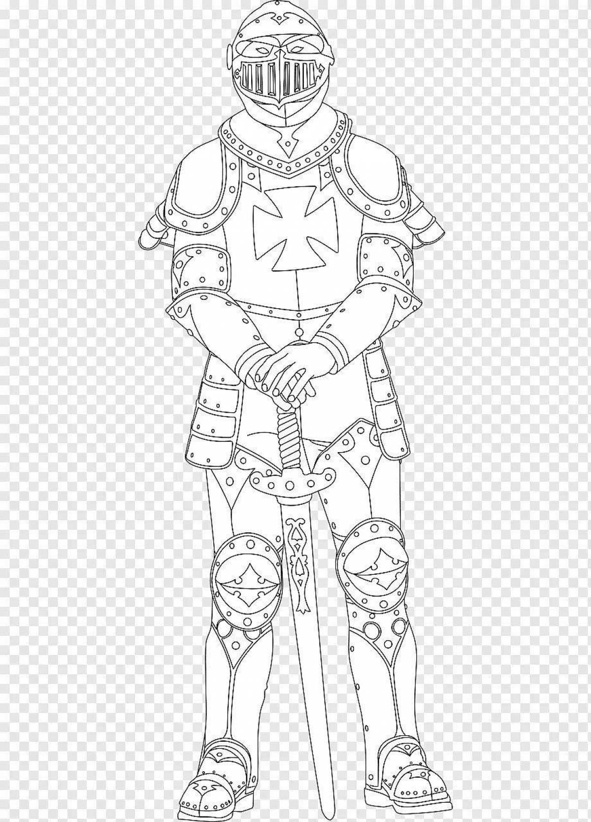 Fearless armor knight coloring book