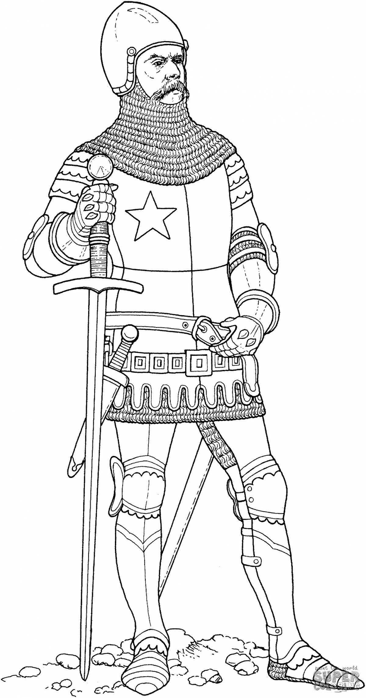 Glorious armored knight coloring book