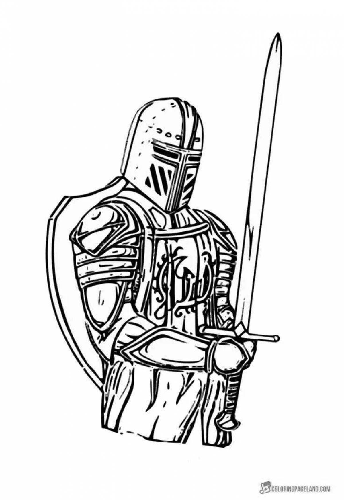Illustrative coloring of a knight in armor