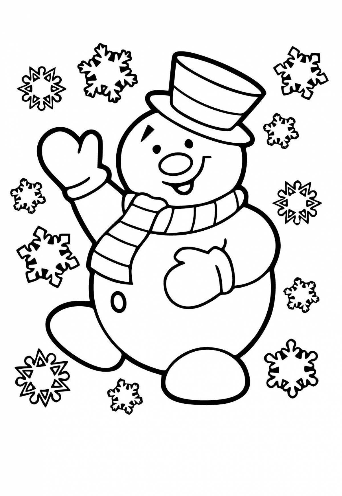 Holiday coloring snowman without a nose