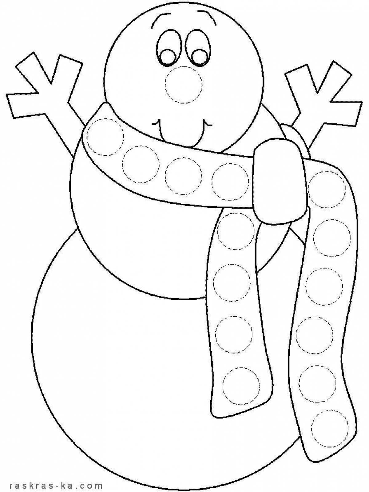 Joyful coloring snowman without a nose