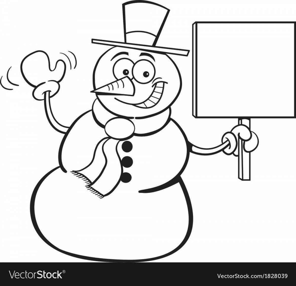 Smiling snowman coloring without a nose