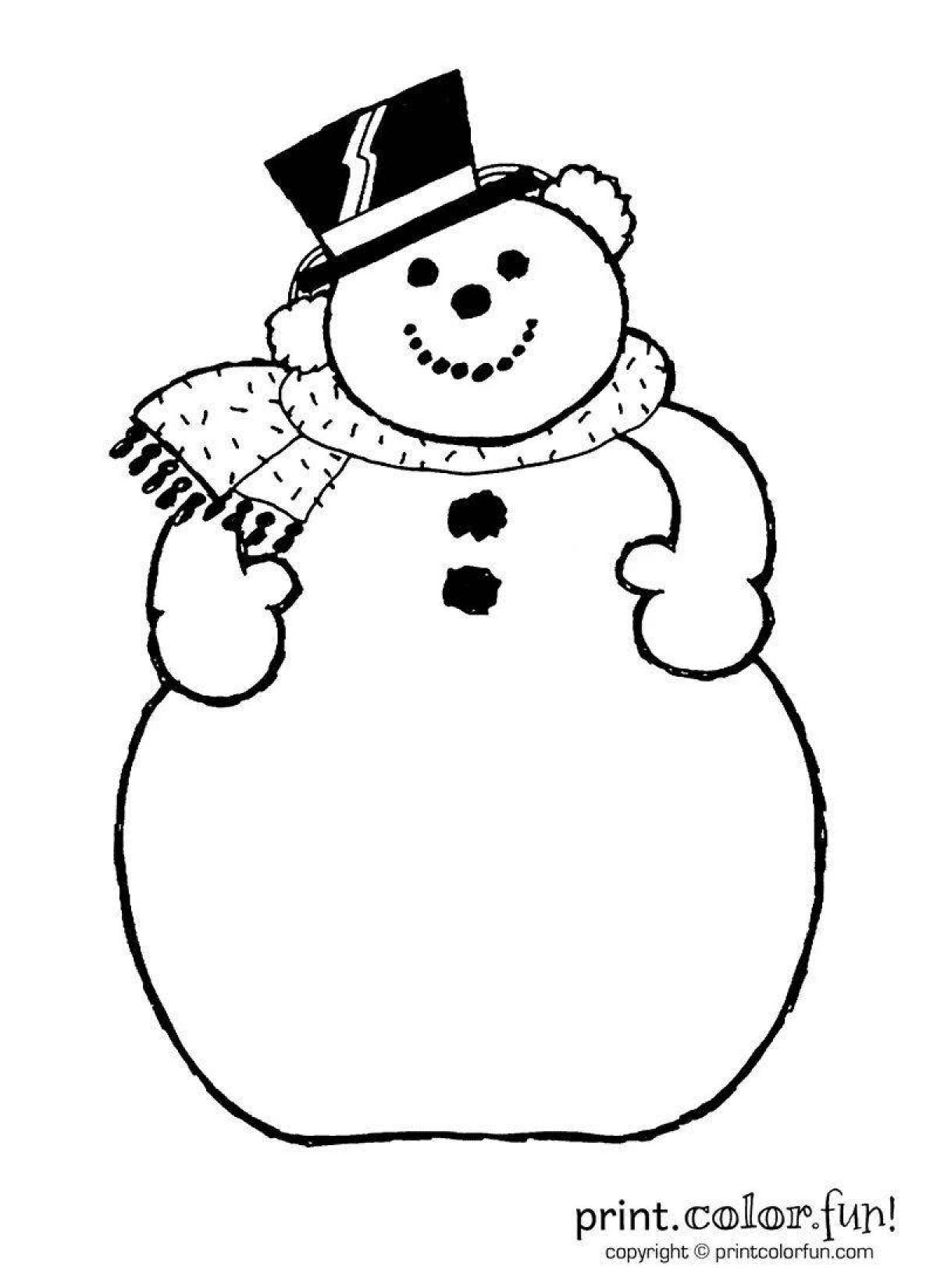 Забавная раскраска снеговик без носа