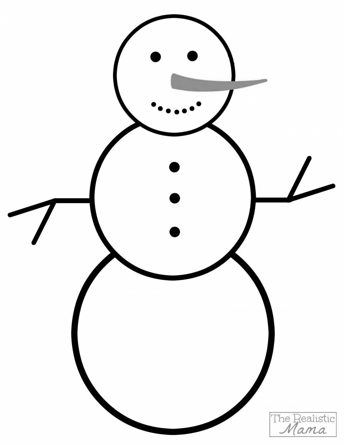 Причудливая раскраска снеговик без носа