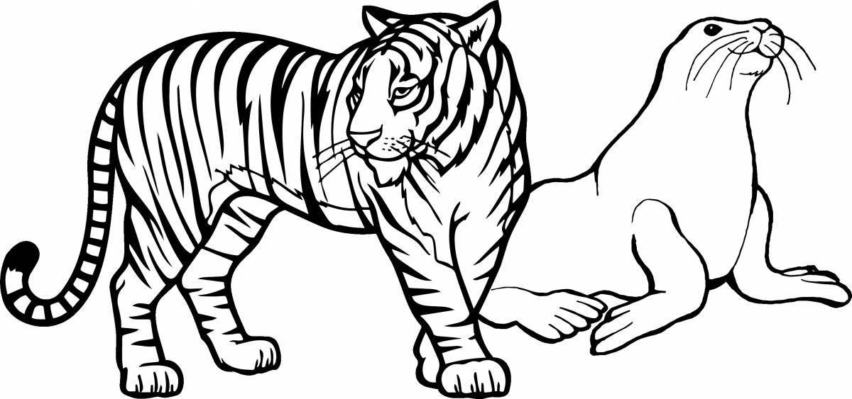 Блестящая раскраска тигр без полосок
