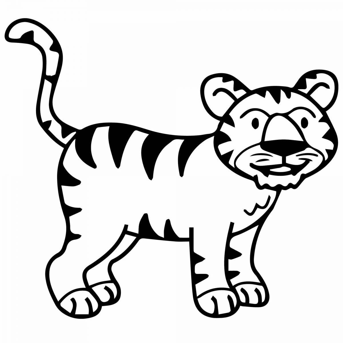 Красочная раскраска тигр без полос