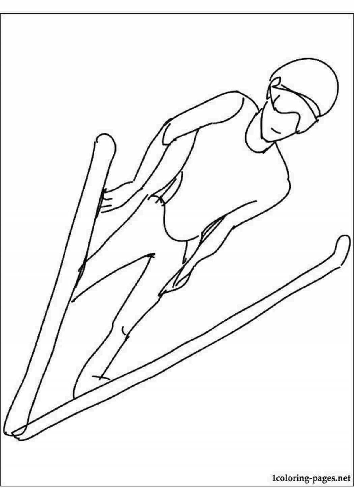 Live skiing coloring page