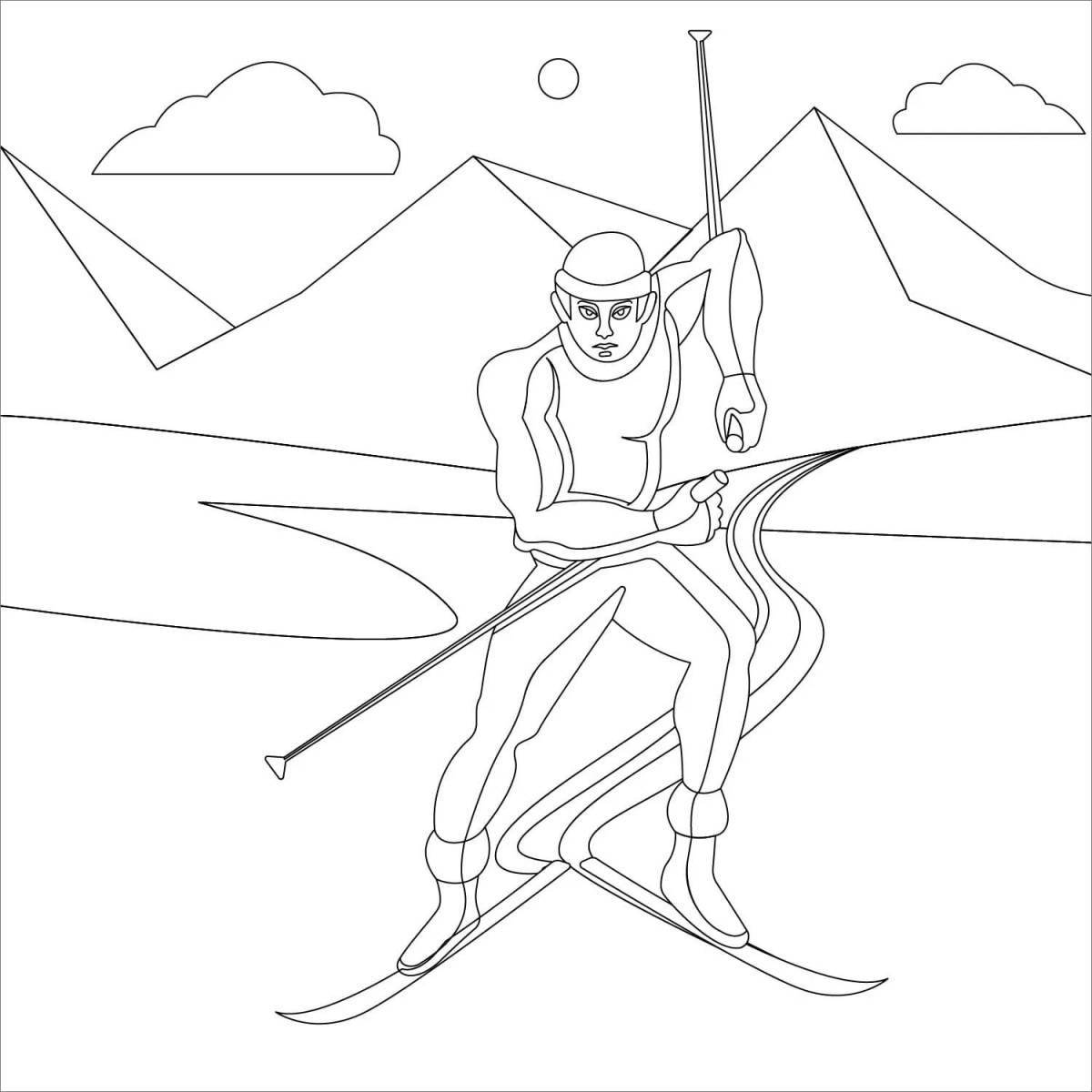 Coloring book joyful skiing