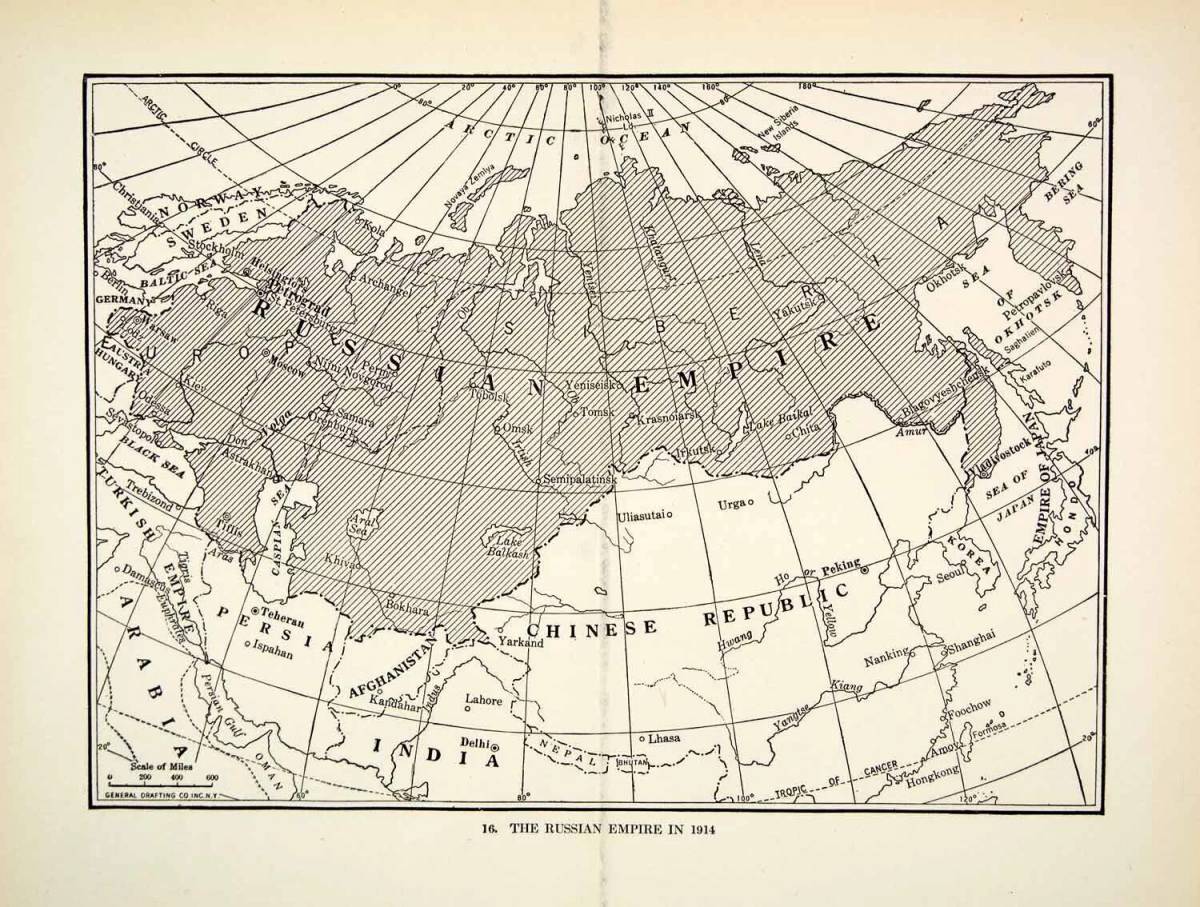 Russian Empire Map 1914