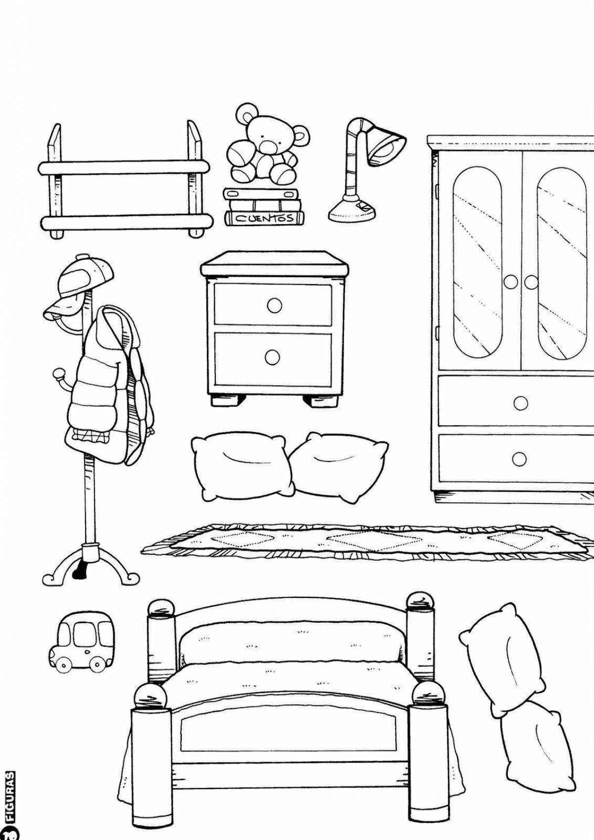 Ami's joyful furniture house coloring page