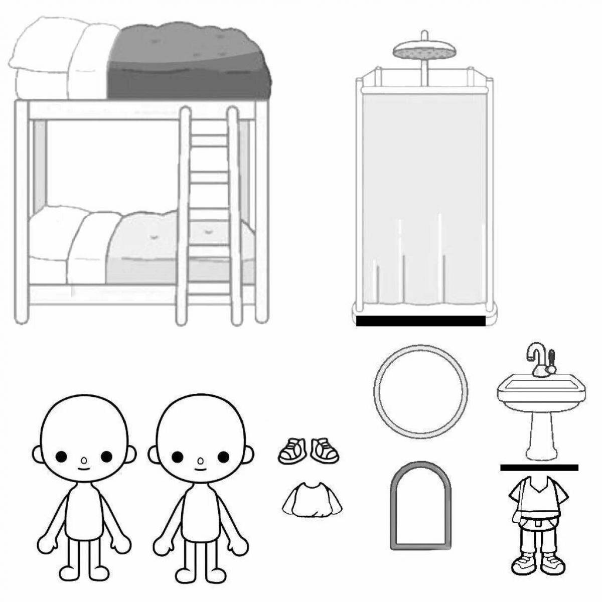 Ami's quirky furniture house coloring page