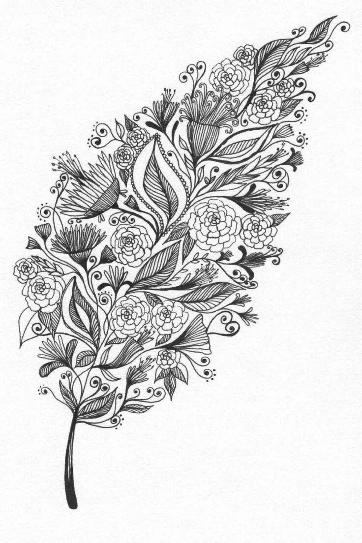 Beautiful coloring book antistress black pen