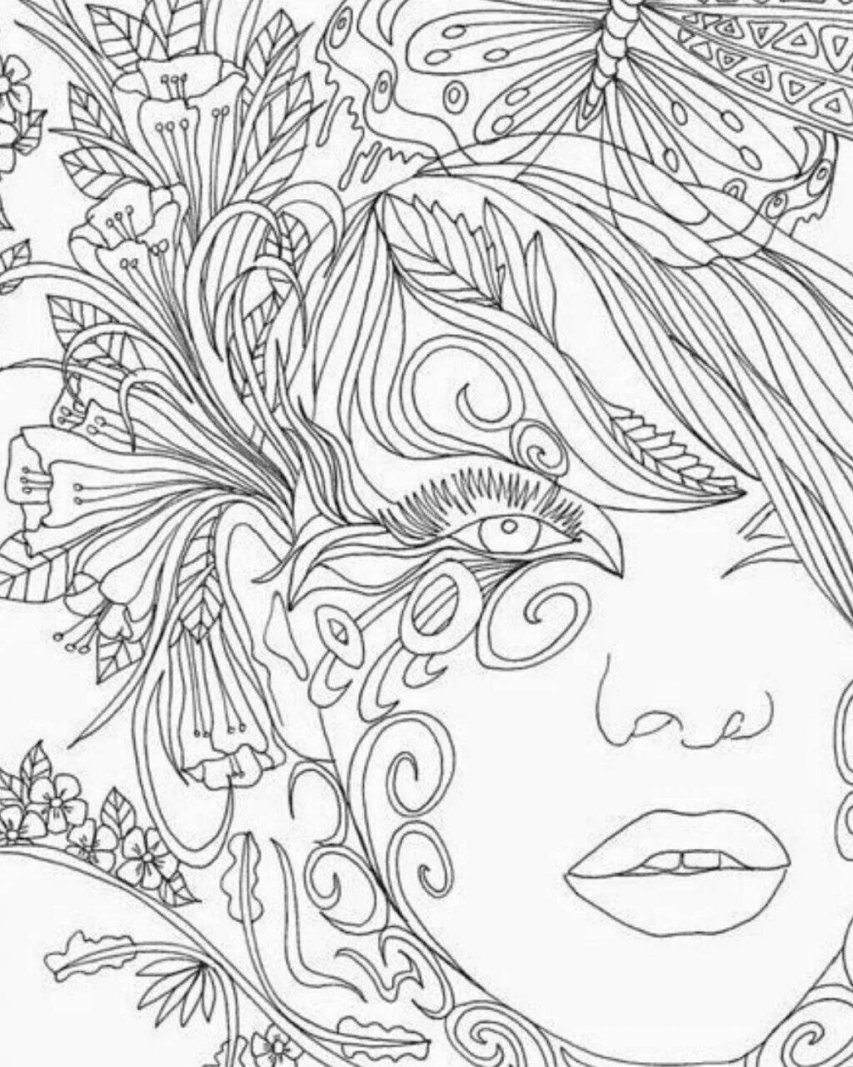 Elegant coloring antistress black pen