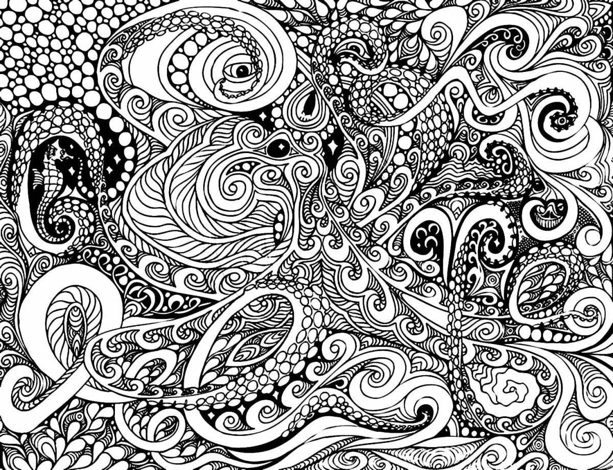 Exotic antistress coloring book black pen