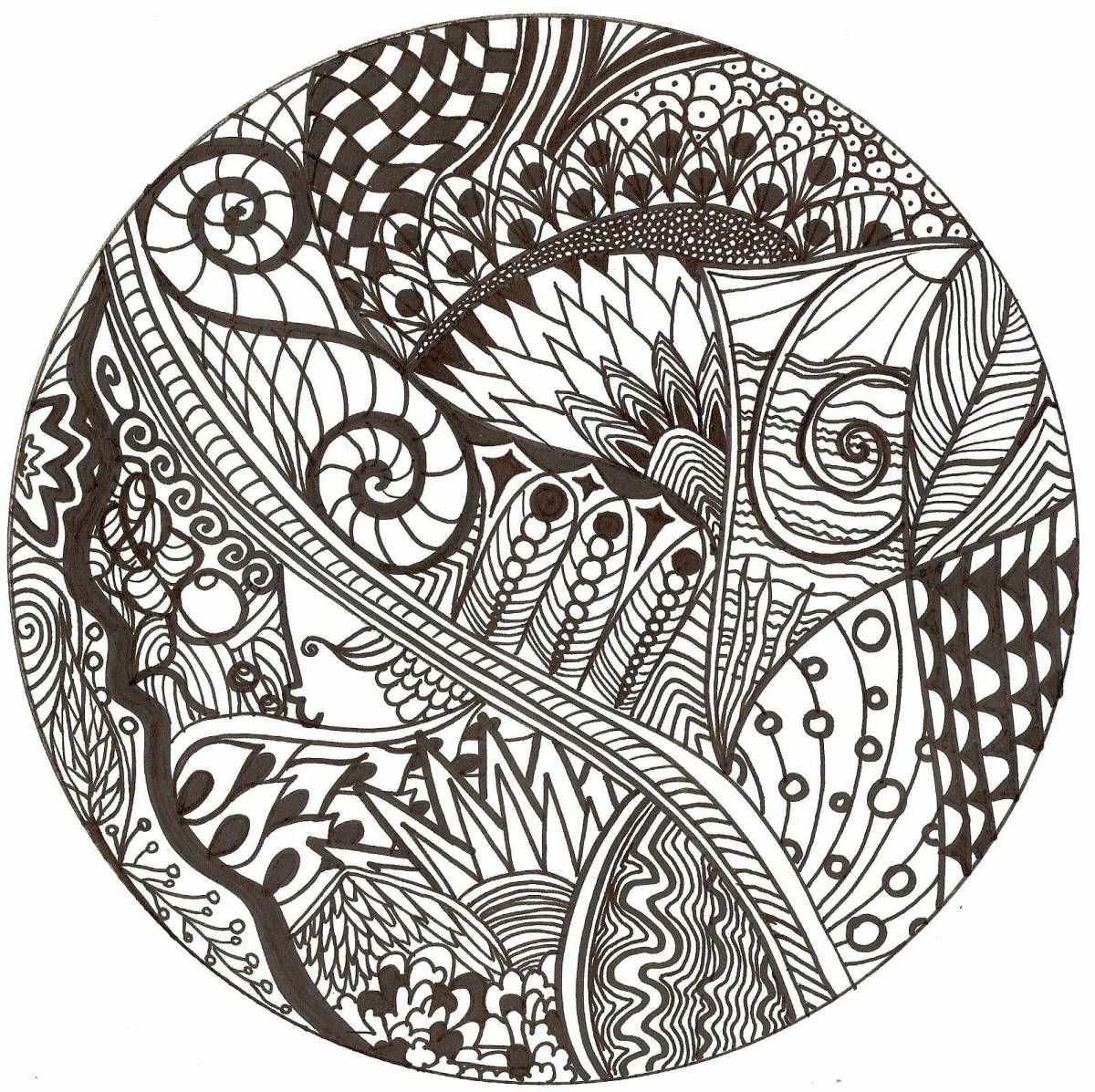 Effective coloring book antistress black pen