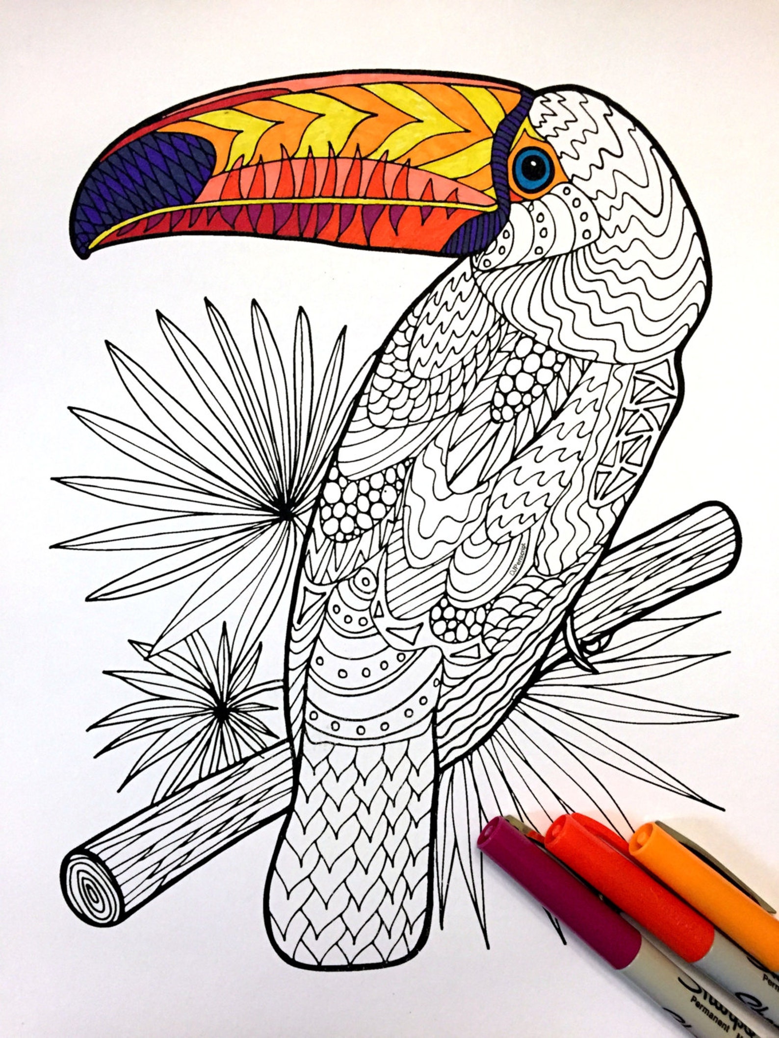 Sublime coloring page antistress black pen