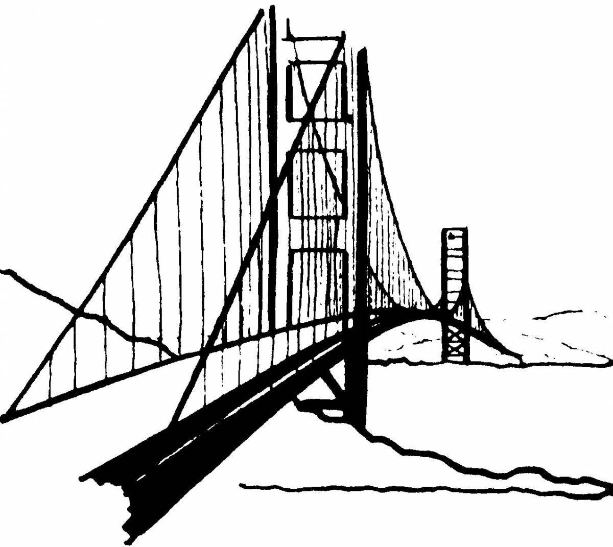 Grand coloring page мост золотые ворота