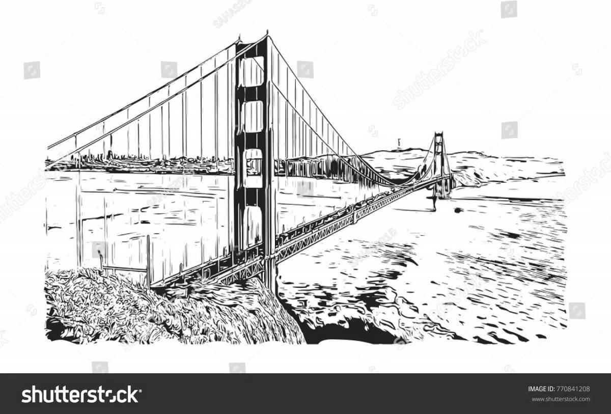 Роскошная раскраска мост золотые ворота