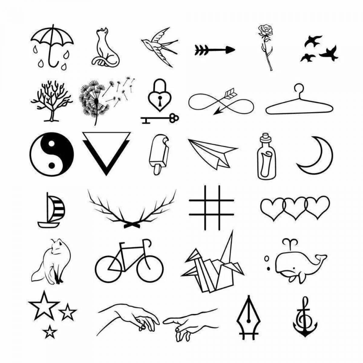 Unique small tattoo coloring book