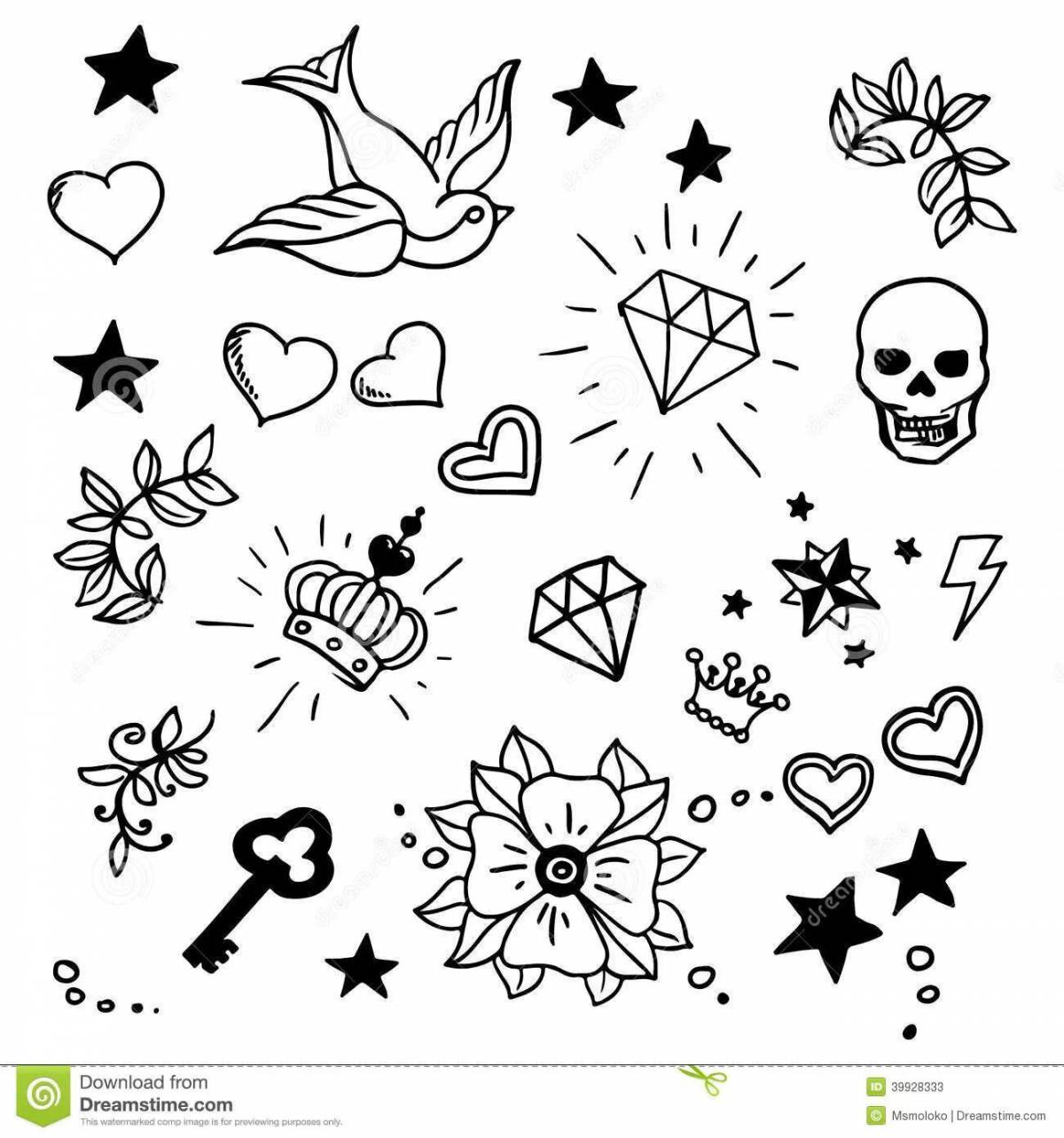 Small beautiful tattoo coloring book