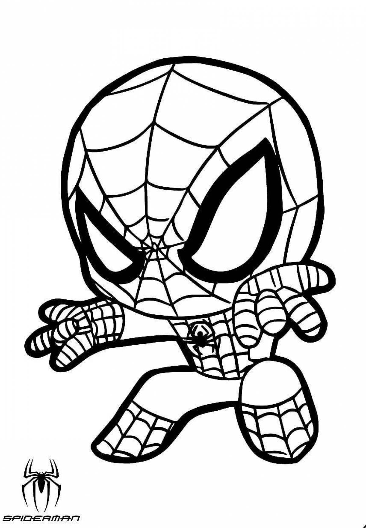 Photo Spiderman's spooky ghost coloring page
