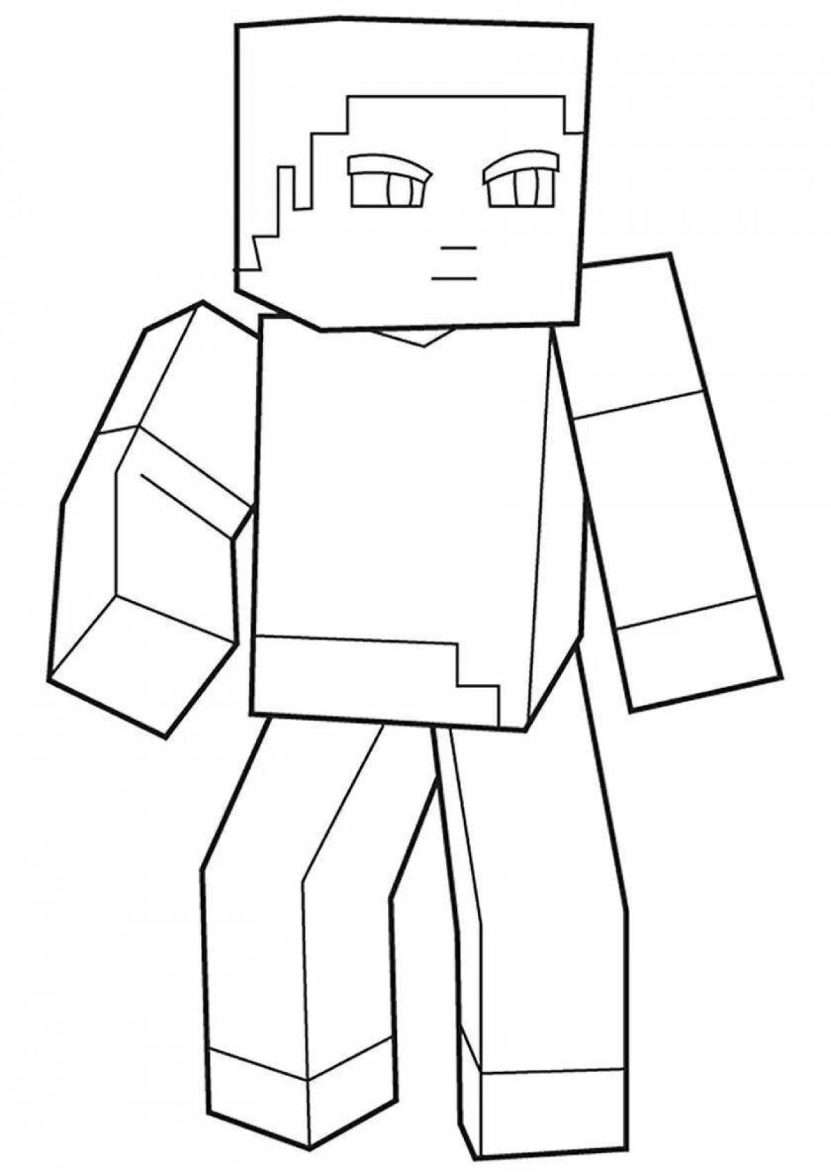 Coloring minecraft man with crazy color