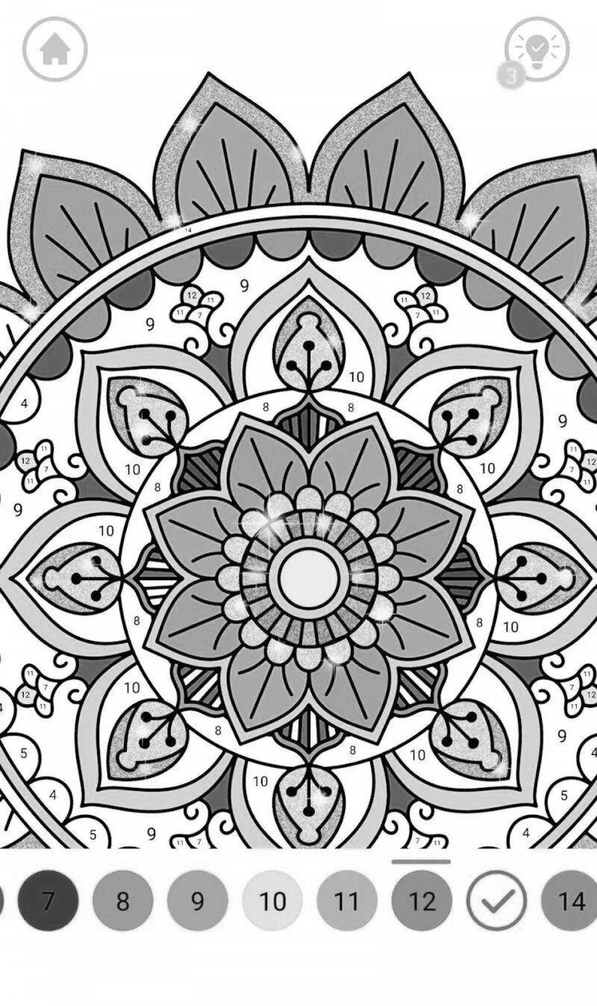 Major coloring by numbers mandala