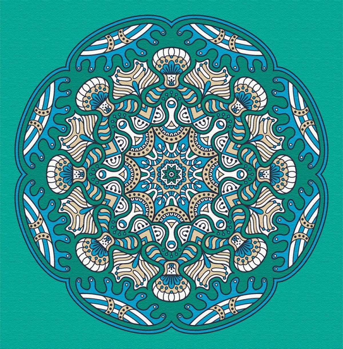 Bright coloring by numbers mandala