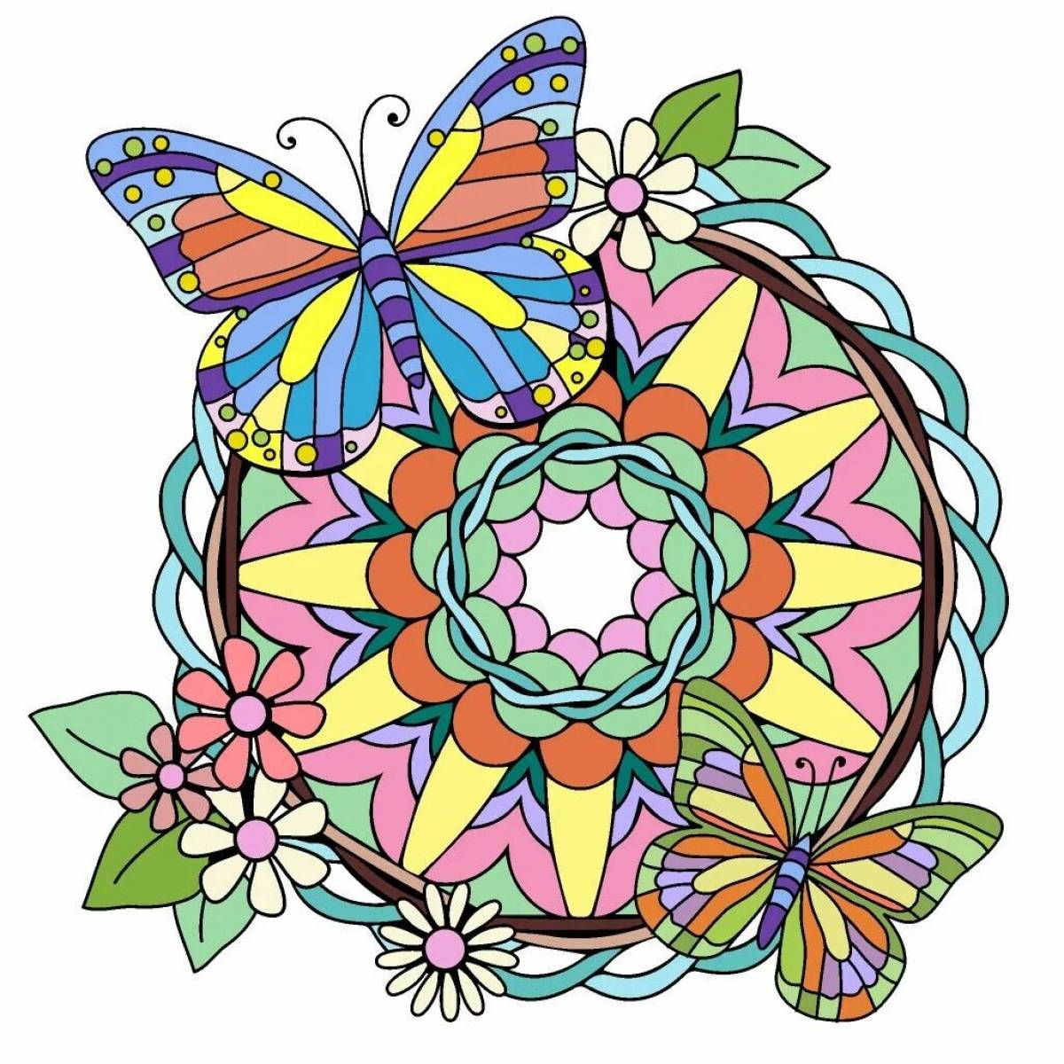 Exuberant mandala color by number